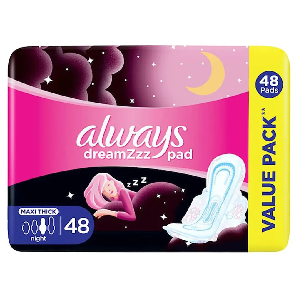 AlwaysDreamCottonSoftPadsNightLarge48Count.webp اولويز فوطة الأحلام قطنية ناعمة، ليلية كبير، عدد 48 - الصورة 1