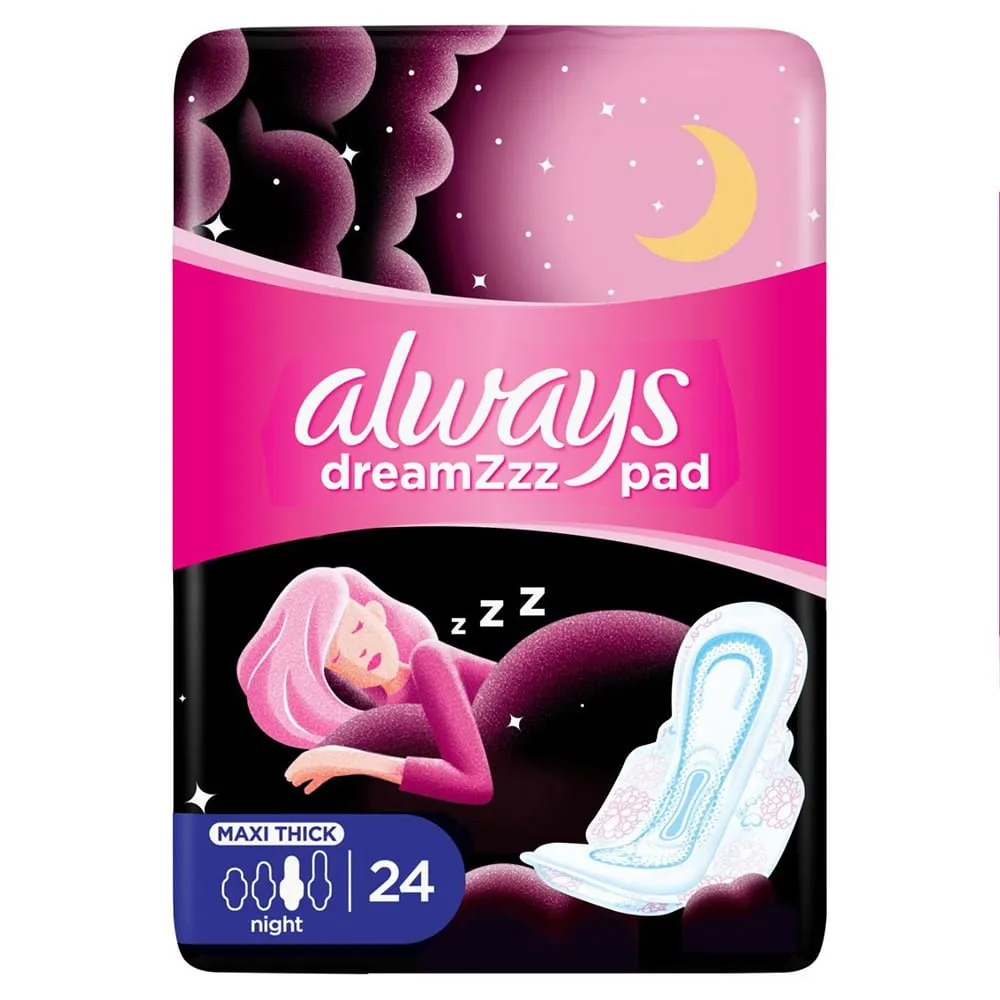 AlwaysMaxiThickNightSanitaryPadswithWingsExtraLong24Pads.webp فوط صحية أولويز ماكسي سميكة ليلية بالاجنحة طويلة جدا 24 حبة - الصورة 1