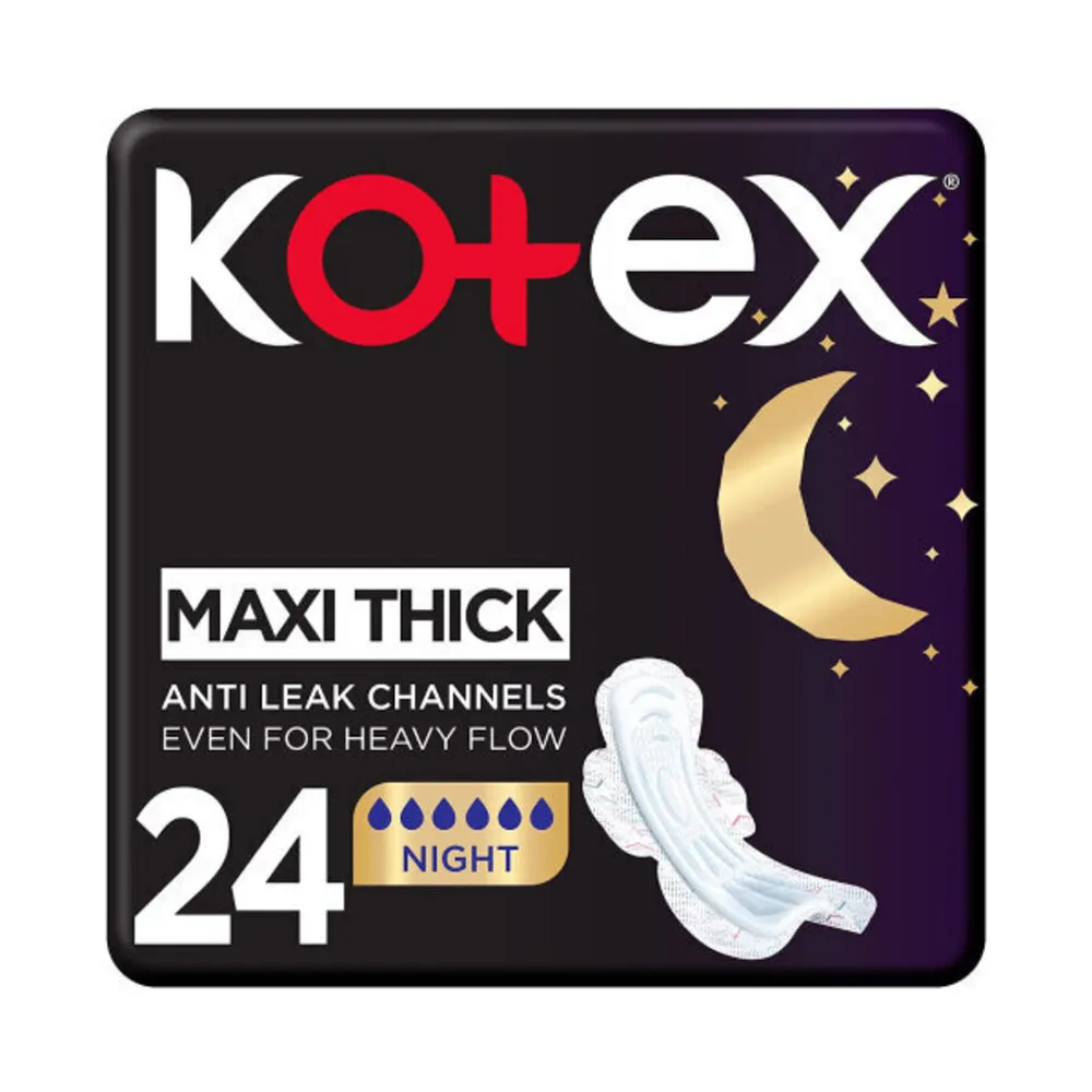 KotexMaxiNightPadswithWings24Pads-New.webp كوتكس ماكسي فوط ليليه مع اجنحه 24فوطه - جديد - الصورة 1