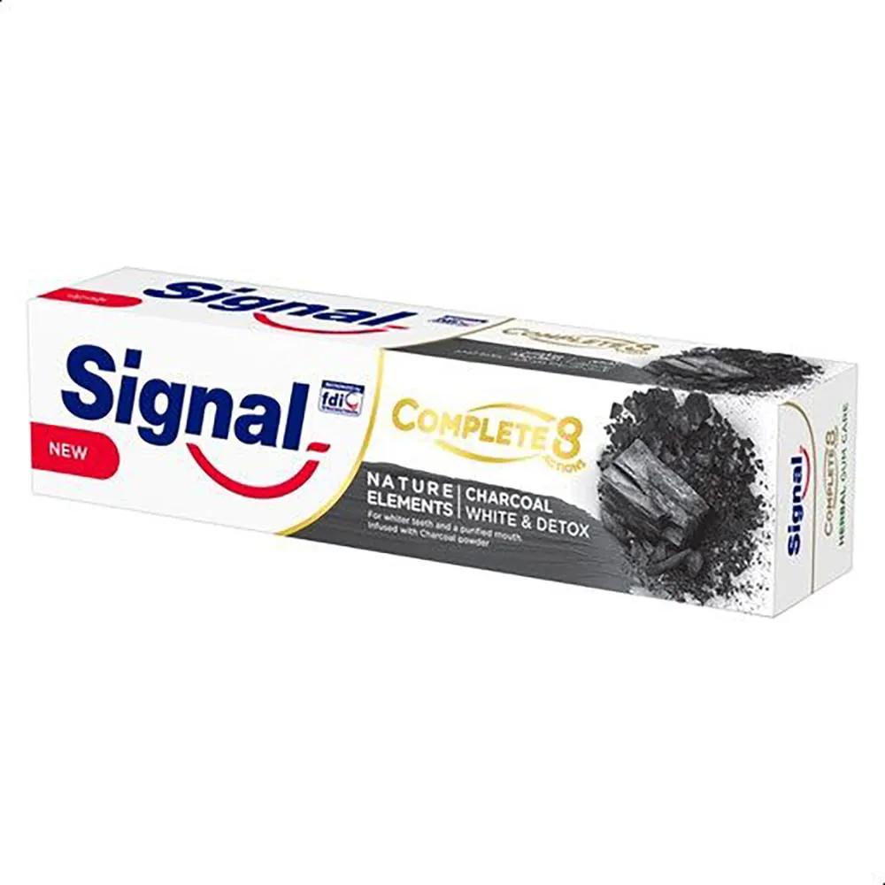 SignalToothpaste100mlComplete8withCharcoal.webp سيجنال معجون اسنان 100مل المتكامل 8 بالفحم - الصورة 1